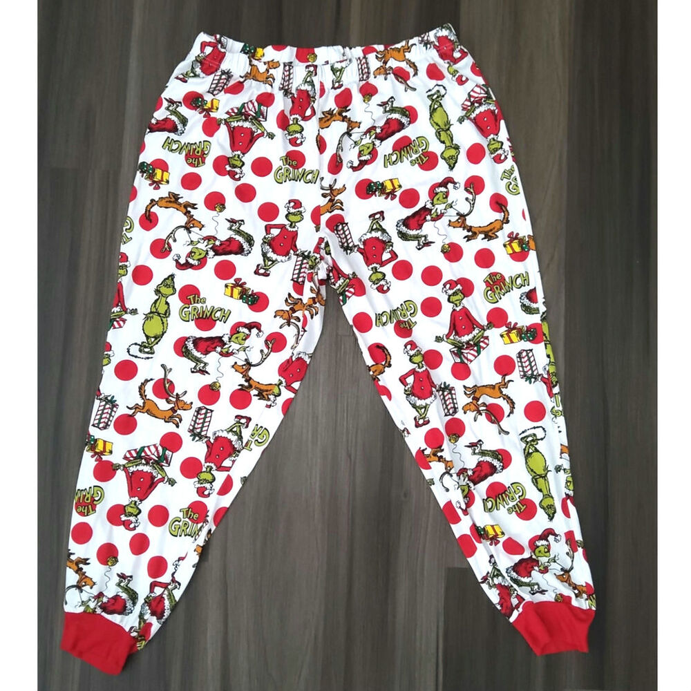 The Grinch Christmas pj pants 2XL soft comfortable holiday family pics wt red gr